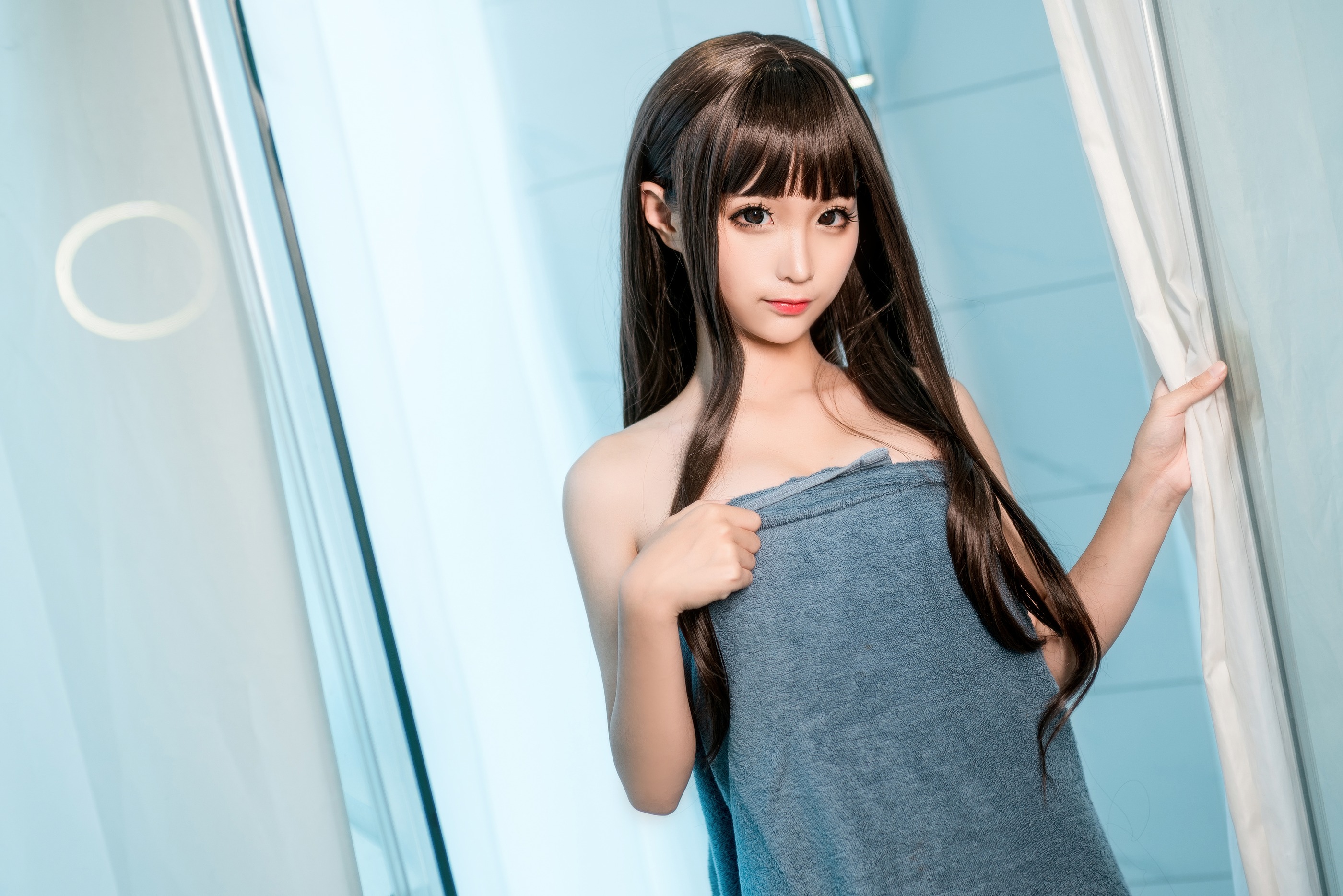 图片[1]-蠢沫沫 – NO.184 沫沫真爱版 灰浴巾 [40P]-XikXak